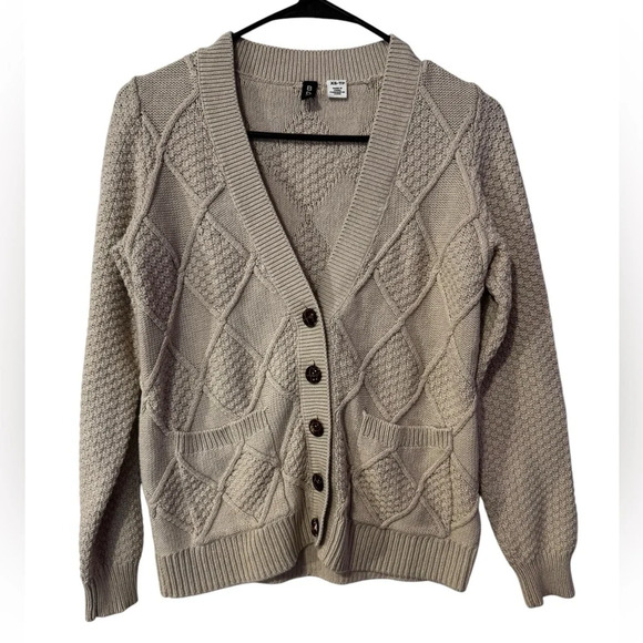 BDG Chuncky Knit Button V Neck‎ Longsleeve Cream Sweater Size  XS - Picture 1 of 5